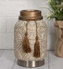 Beige Vintage Inspired Ceramic Cylindrical Shaped Vase