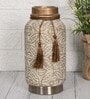 Beige Vintage Inspired Ceramic Cylindrical Shaped Vase