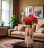Beige Vintage Inspired Ceramic Cylindrical Shaped Vase