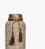 Beige Vintage Inspired Ceramic Cylindrical Shaped Vase