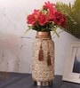 Beige Vintage Inspired Ceramic Cylindrical Shaped Vase