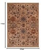 Beige Vintage Polyester 5 x 7 Feet Machine Made Carpet