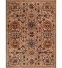 Beige Vintage Polyester 5 x 7 Feet Machine Made Carpet