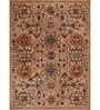 Beige Vintage Polyester 6 x 9 Feet Machine Made Carpet