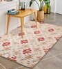 Buy Beige Wool And Art Silk  Geometric 5 x 7 Feet Hand Tufted Carpet