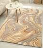 Buy Beige Wool and Viscose Abstract 5 x 7 Feet Hand Tufted Carpet