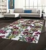 Beige Floral Wool 6 ft x 9 ft Hand Woven Carpet