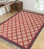 Beige Wool & Jute Geometric 96 x 60 Inches Hand Woven Dhurries