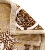 Beige Wool Printed 850 GSM Double Bed Blanket