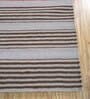 Beige Striped Wool 5 ft x 7 ft Flat Weave Dhurrie