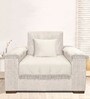 Beige Zig-Zag Velvet 1 Seater Sofa Cover (Pack of 4)