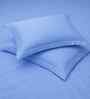Bel Air Blue Solid 300 TC Pure Cotton King Fitted Bedsheet with 2 Pillow Covers
