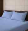 Bel Air Blue Solid 500 TC Pure Cotton King Fitted Bedsheet with 2 Pillow Covers