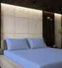 Bel Air Blue Solid 500 TC Pure Cotton King Fitted Bedsheet with 2 Pillow Covers