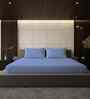 Bel Air Blue Solid 500 TC Pure Cotton King Fitted Bedsheet with 2 Pillow Covers