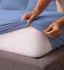 Bel Air Blue Solid 500 TC Pure Cotton King Fitted Bedsheet with 2 Pillow Covers