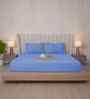 Bel Air Blue Stripe 300 TC Pure Cotton King Fitted Bedsheet with 2 Pillow Covers