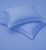 Bel Air Blue Stripe 300 TC Pure Cotton King Fitted Bedsheet with 2 Pillow Covers