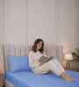 Bel Air Blue Stripe 300 TC Pure Cotton King Fitted Bedsheet with 2 Pillow Covers