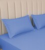 Bel Air Blue Stripe 300 TC Pure Cotton King Fitted Bedsheet with 2 Pillow Covers