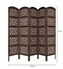Solid Wood 5 Panel Room Divider In Brown Colour