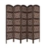 Solid Wood 5 Panel Room Divider In Brown Colour