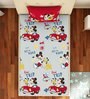 Mickey Mouse Themed Single Bedsheet with 1 Pillow Cover in Red & Grey Colour