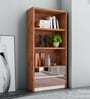 Bembe Book Shelf with Two Mirrored Drawers in Dark Brown Finish