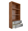 Bembe Book Shelf with Two Mirrored Drawers in Dark Brown Finish
