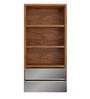 Bembe Book Shelf with Two Mirrored Drawers in Dark Brown Finish
