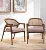 Bemla Teak Wood Arm Chairs Teak In Beige Finish