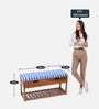 Bench Solid Wood Bench in Blue & White Colour with Storage