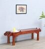 Abhramu Solid Wood Handcrafted Elephant Bench in Honey Oak Finish