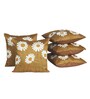 Golden Poly Cotton 16X16 Inches 5Pcs Cushion Covers