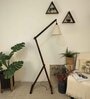 Benji Wooden Floor Lamp with Jute Shade & Brown Base