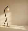 Benji Wooden Floor Lamp with Jute Shade & Brown Base