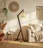 Benji Wooden Floor Lamp with Jute Shade & Brown Base