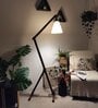 Benji Wooden Floor Lamp with Jute Shade & Brown Base
