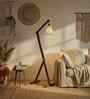 Benji Wooden Floor Lamp with Jute Shade & Brown Base