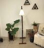 Benji Wooden Floor Lamp with Jute Shade & Brown Base
