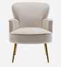 Benmar Velvet Fabric Lounge Chair In Beige Colour