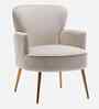 Benmar Velvet Fabric Lounge Chair In Beige Colour
