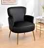 Benmar Velvet Fabric Lounge Chair In Black Colour