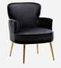 Benmar Velvet Fabric Lounge Chair In Black Colour