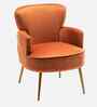 Benmar Velvet Fabric Lounge Chair In Orange Colour
