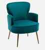 Benmar Velvet Fabric Lounge Chair In Teal Colour