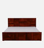 Bergen Sheesham Wood King Size Bed In Honey Oak Finish With Box Storage