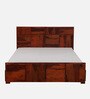Bergen Sheesham Wood Queen Size Bed In Honey Oak Finish With Drawer Storage