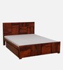 Bergen Sheesham Wood Queen Size Bed In Honey Oak Finish With Drawer Storage