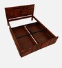 Bergen Sheesham Wood Queen Size Bed In Honey Oak Finish With Drawer Storage